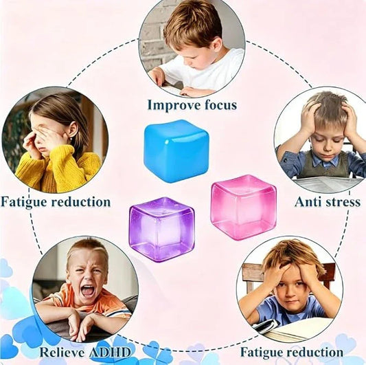Premium Big Block Cube ,Ice Cube Squishies Toys,Durable, Slow-Rebound fingertip Exquisite Spherical ice Cube with boxGift-Ready (Blue)
