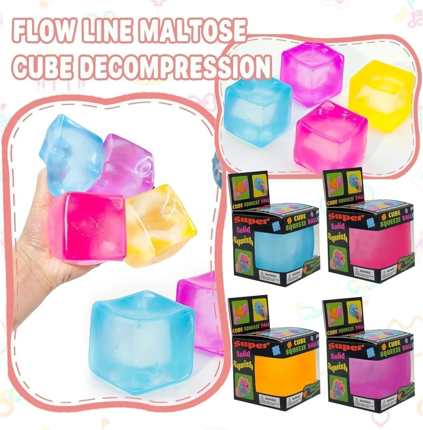 Premium Big Block Cube ,Ice Cube Squishies Toys,Durable, Slow-Rebound fingertip Exquisite Spherical ice Cube with boxGift-Ready (Blue)