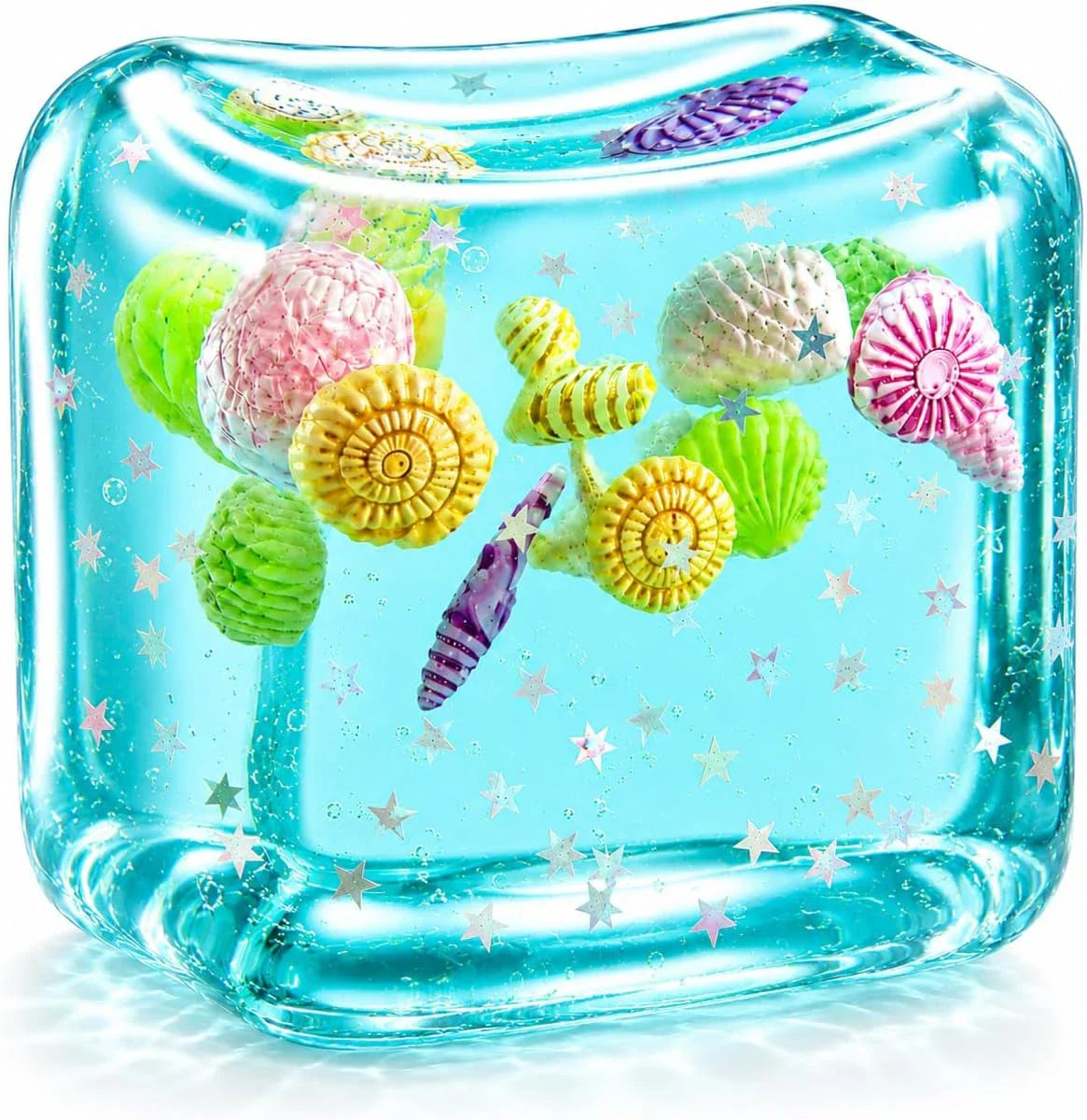 Large Squishy Ice Cube Stress Ball - Slow Rising Maltose Texture Jelly Fidget Toys with Star Glitter - Sensory Squeeze Toy for Anxiety Relief - Desk Gifts for Kids & Adults