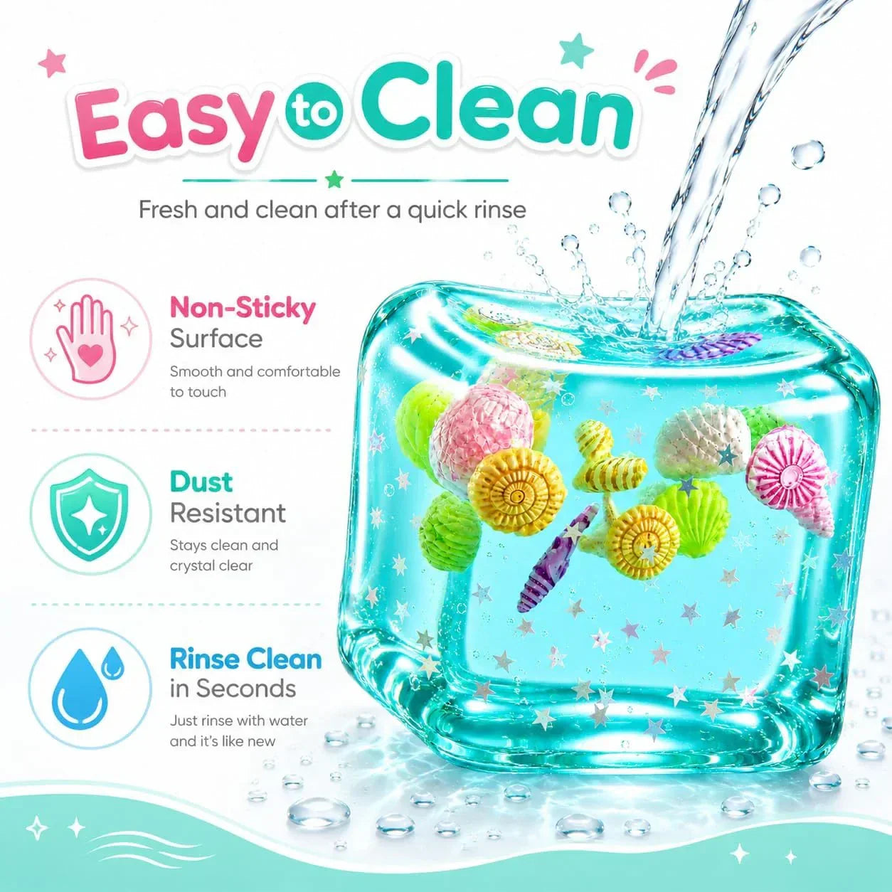 Large Squishy Ice Cube Stress Ball - Slow Rising Maltose Texture Jelly Fidget Toys with Star Glitter - Sensory Squeeze Toy for Anxiety Relief - Desk Gifts for Kids & Adults
