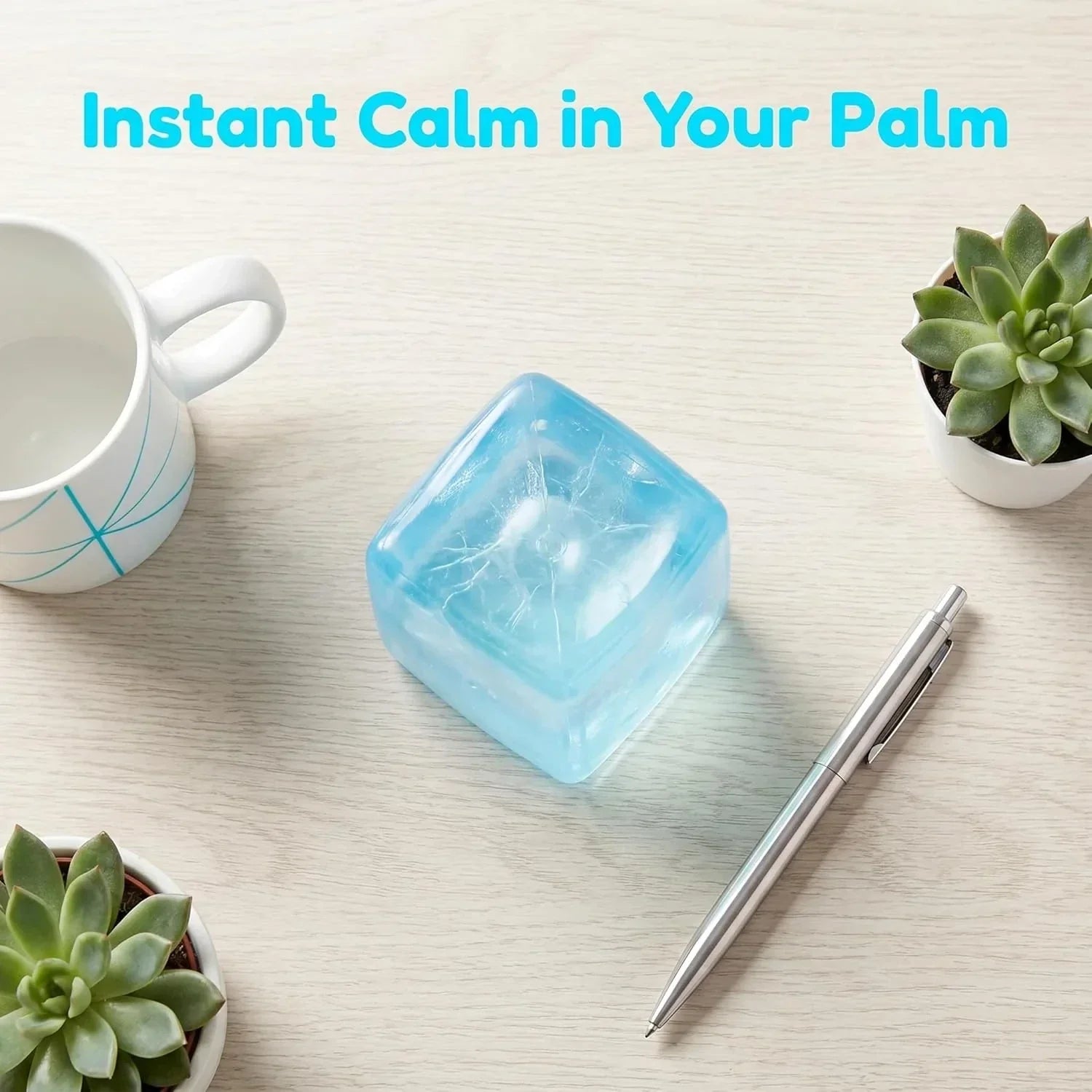 Ice Cube Squishy Stress Balls, Premium Big Block Fidget Cube, Soft Maltose Slow Rising Sensory Toy, Durable Squeeze Anxiety Relief Desk Toys Gift for Birthday (Blue)
