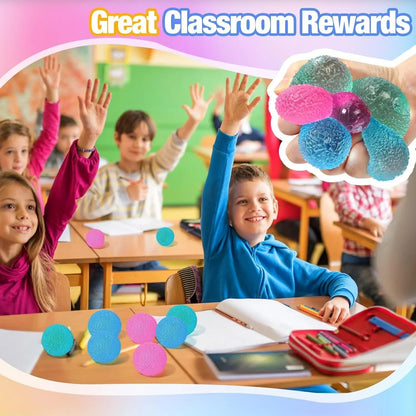 Textured Mini Stress Balls: 9 Pack High Density Solid Squishy Toys, 1.6" Small Sensory Fidget for Kids Adults, Quiet Anxiety Relief Item for Classroom, Malt Sugar Filled, Prizes for Students