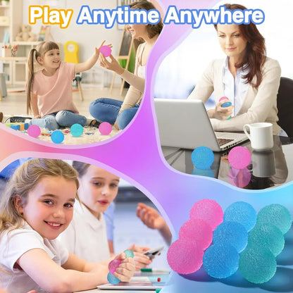 Textured Mini Stress Balls: 9 Pack High Density Solid Squishy Toys, 1.6" Small Sensory Fidget for Kids Adults, Quiet Anxiety Relief Item for Classroom, Malt Sugar Filled, Prizes for Students