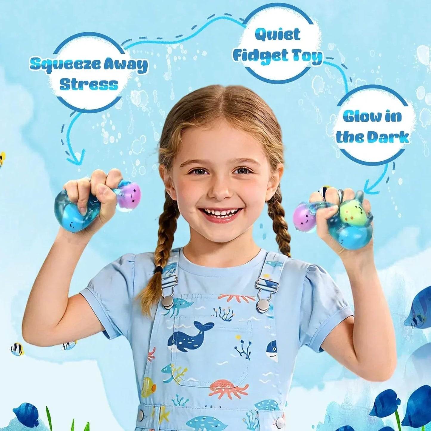 Squishy Fidget Toys Stress Cube, 3 Pack Mini Glow in The Dark Ice Cube, High Density Malt Sugar Filled Squeeze Square for Kids Adults, Quiet Fidgets for Classroom Student, Anxiety Relief Item