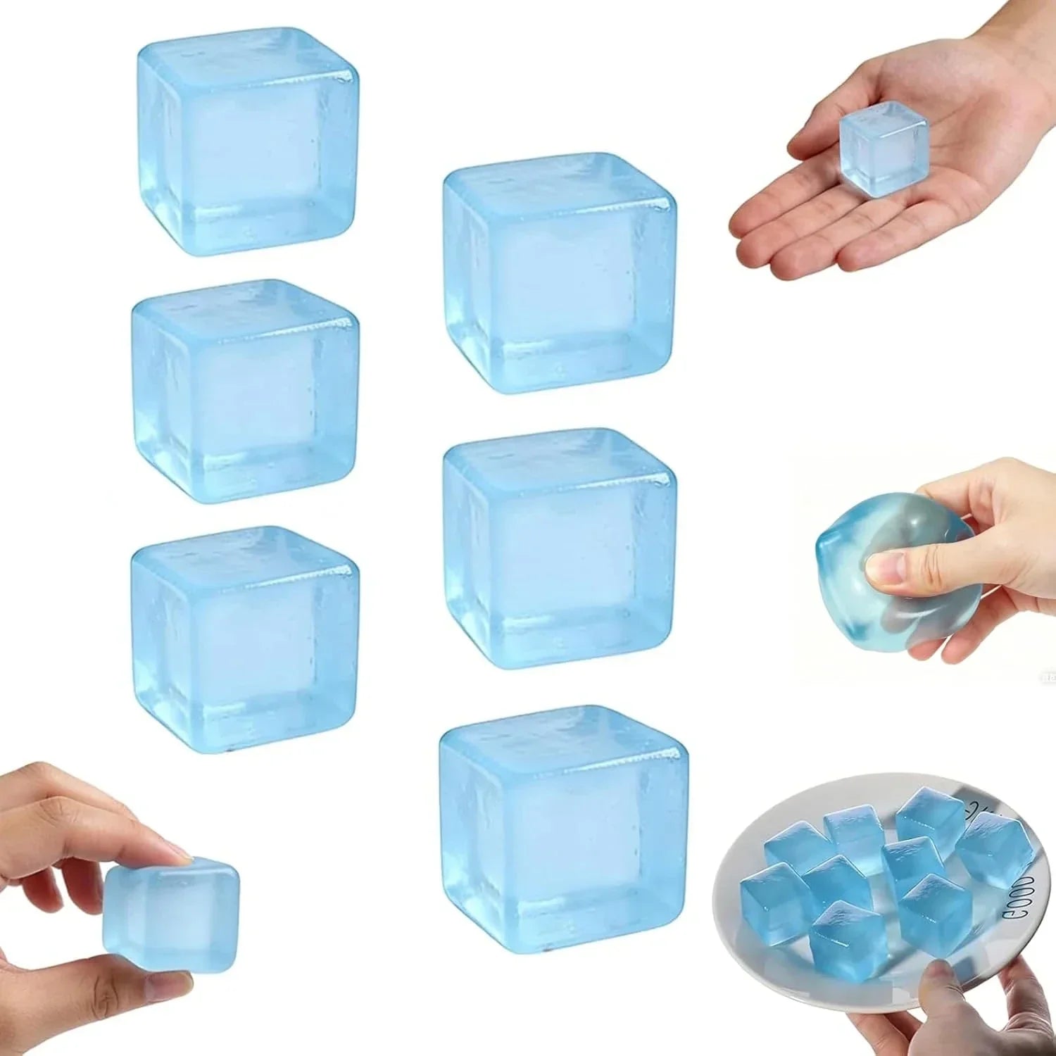 6 Pack Stress Cube, Slow Rising Ice Cube Stress Balls, Sensory Fidget Toy for Anxiety Relief, Square Shape Squishy Balls, Nice Cube Squishy for Party Favors