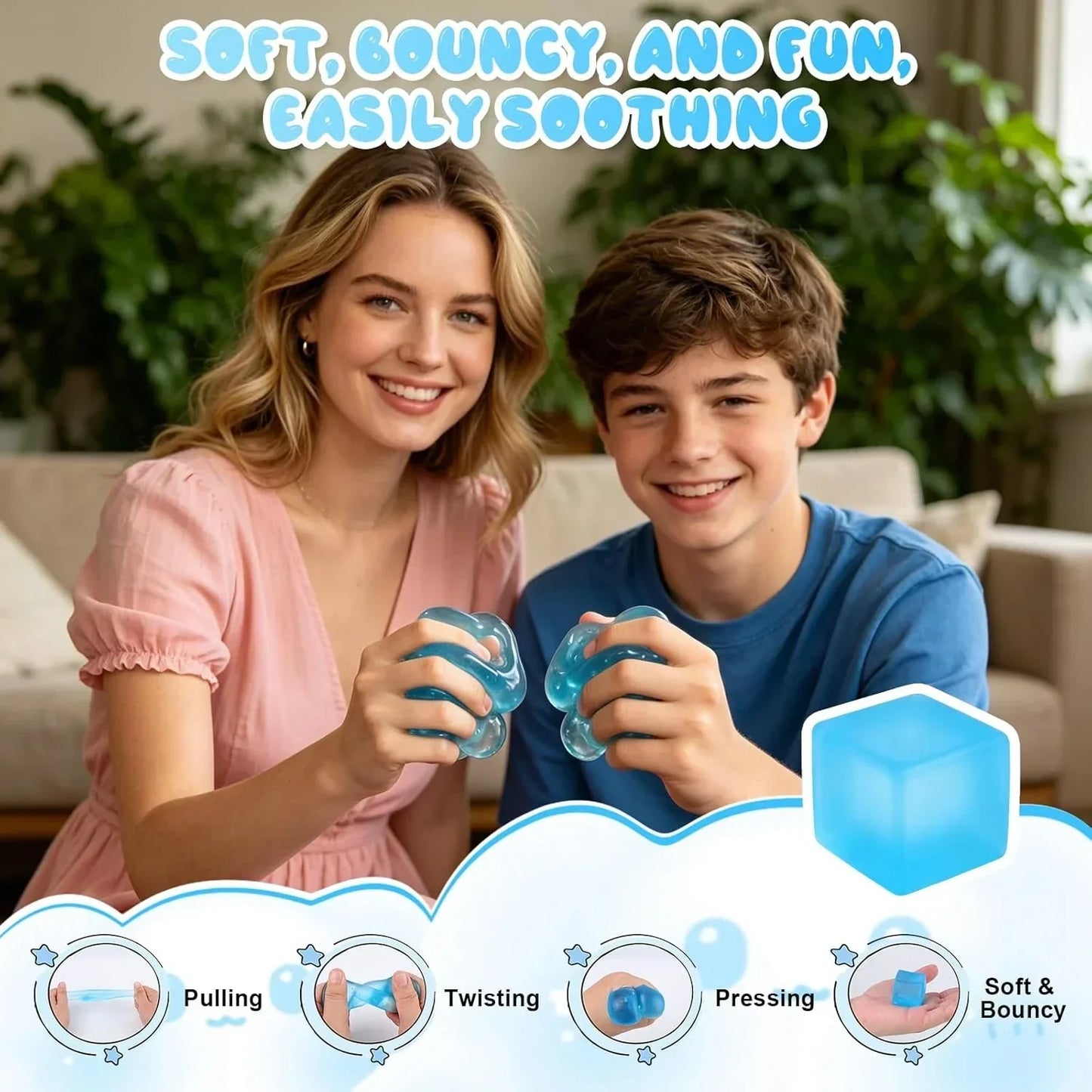 3PCS Nee Cube Squishy Stress Cube,Squishy Stress Ice Cube Fidget Toys,Slow Rising Stretchy Ice Cube Sugar Balls Squeeze Toys for Adult Use in Offices Homes