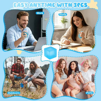 3PCS Nee Cube Squishy Stress Cube,Squishy Stress Ice Cube Fidget Toys,Slow Rising Stretchy Ice Cube Sugar Balls Squeeze Toys for Adult Use in Offices Homes