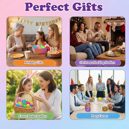 12 Pack Glitter Stress Cube Fidget Toys - Sensory Squeeze Toys for Stress & Anxiety Relief, Squishy Ice Cube Fidgets for Calm, Focus, Sensory Toys for Kids & Adults