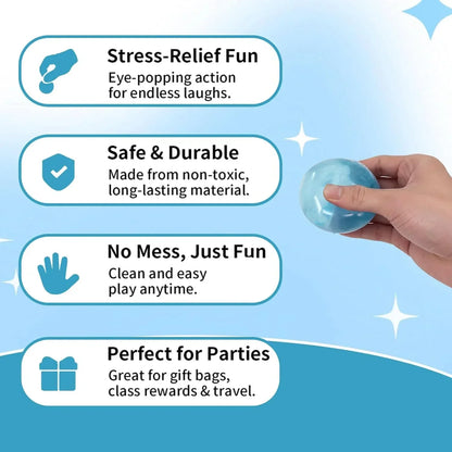 Ice Cube Squishy Toy 3.5cm (1.38") – Gel-Filled Slow Rising Squeeze Cube for Kids Ages 3+ & Adults, Mini Sensory Desk Toy for Classroom Rewards, Party Favors & Everyday Play (blue)