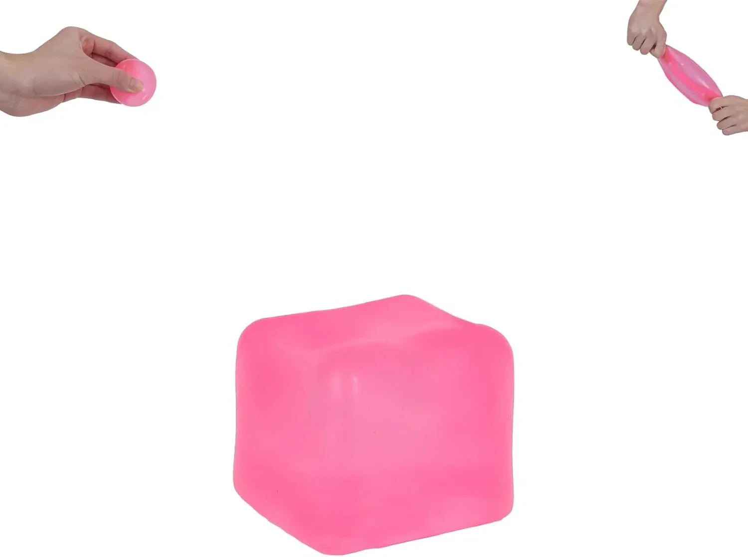 Ice Cube Squishy Toy 3.5cm (1.38") – Gel-Filled Slow Rising Squeeze Cube for Kids Ages 3+ & Adults, Mini Sensory Desk Toy for Classroom Rewards, Party Favors & Everyday Play (Pink)