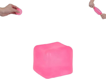 Ice Cube Squishy Toy 3.5cm (1.38") – Gel-Filled Slow Rising Squeeze Cube for Kids Ages 3+ & Adults, Mini Sensory Desk Toy for Classroom Rewards, Party Favors & Everyday Play (Pink)