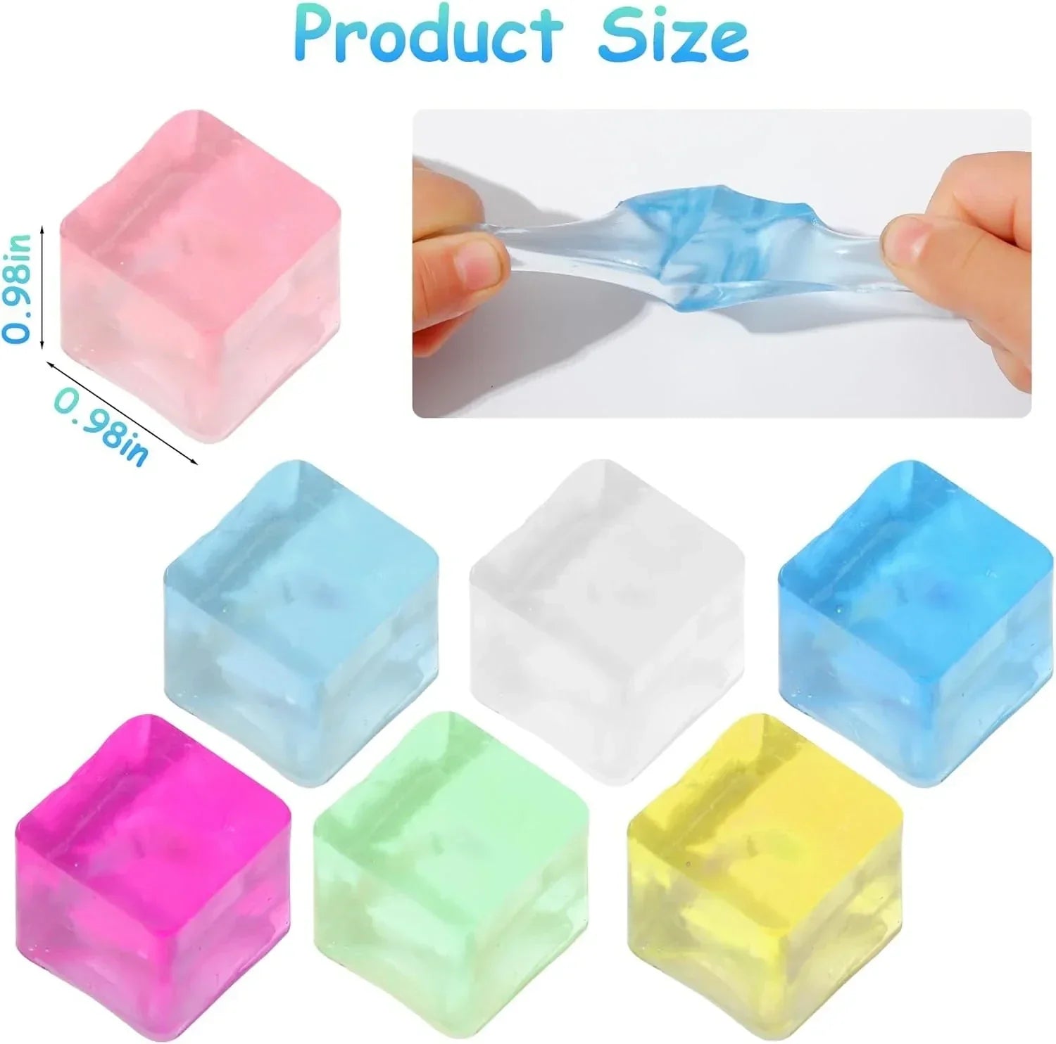 Ice Cube Sensory Toys 24 Pcs Squishy Fidget Stress Cube for Adults Kids Anxiety Stress Relief Hand Therapy Sensory Squishy Ball Classroom Prize Box Toys