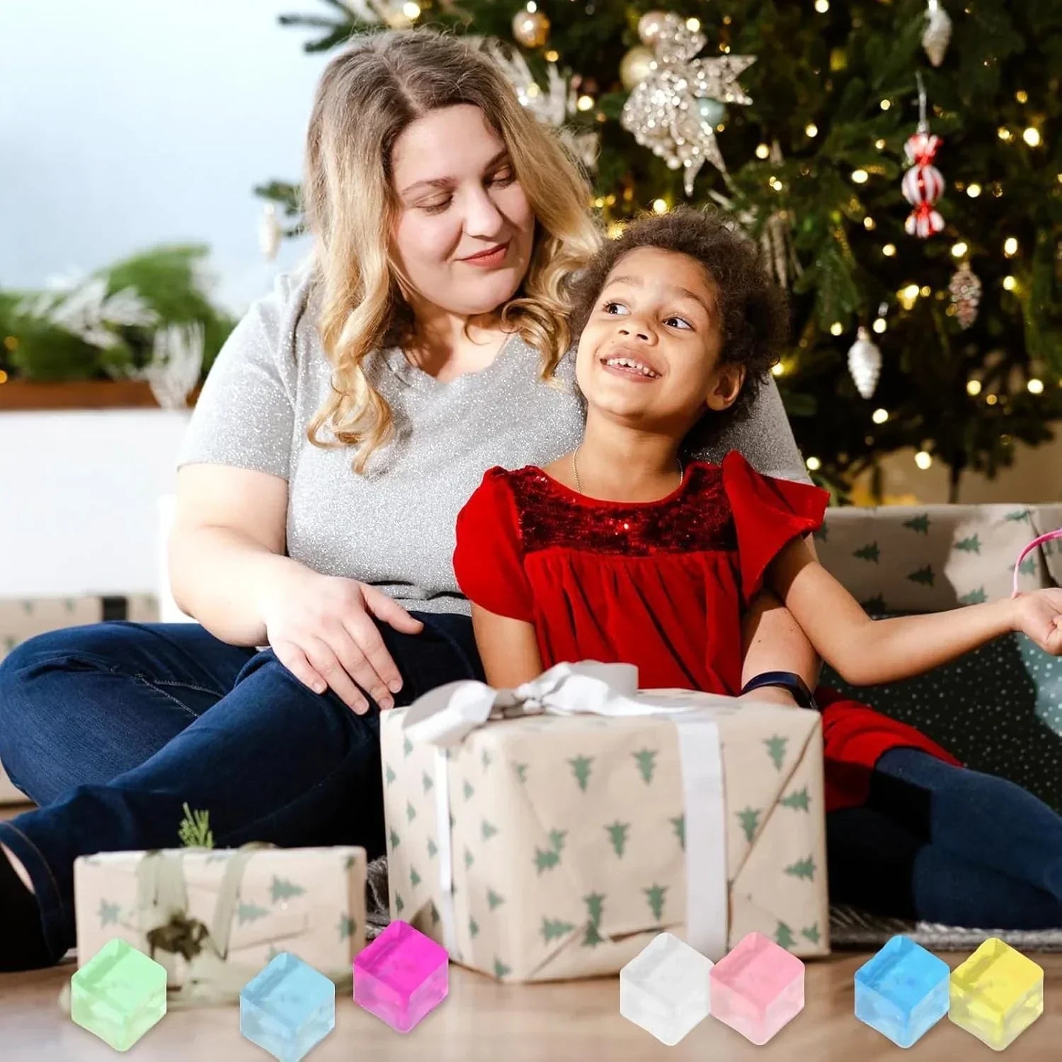 Ice Cube Sensory Toys 24 Pcs Squishy Fidget Stress Cube for Adults Kids Anxiety Stress Relief Hand Therapy Sensory Squishy Ball Classroom Prize Box Toys