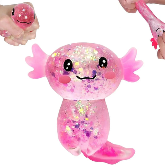 Axolotl Squishy Toy for Kids Ages 3+ & Adults, Slow Rising Sensory Fidget Toy, Cute Squeeze Toy for Party Favors, Classroom Rewards & Gifts(Pink)