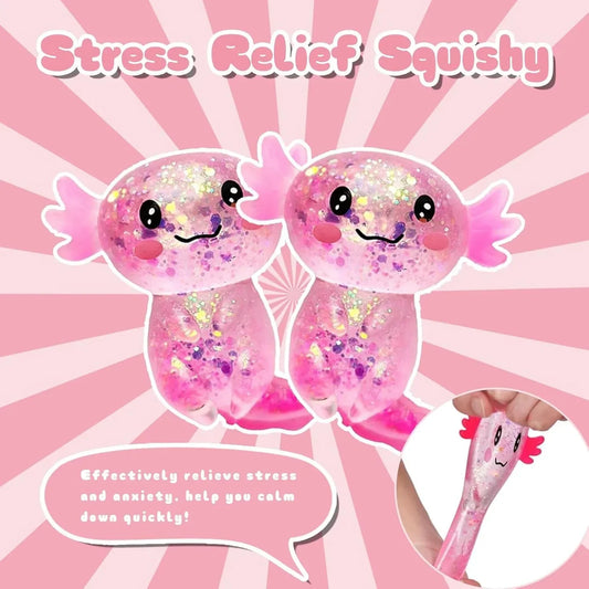 Axolotl Squishy Toy for Kids Ages 3+ & Adults, Slow Rising Sensory Fidget Toy, Cute Squeeze Toy for Party Favors, Classroom Rewards & Gifts(Pink)