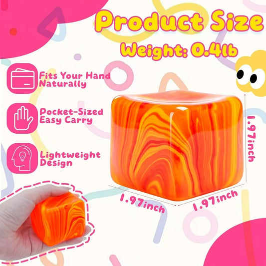 Slow Rising Stress Cube , Dough Stress Balls Soft Fidget Squishy Toys for Anxiety Relief, Pull Stretch Classroom Prize Party Favors Toys for Kids