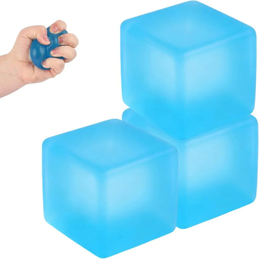 Ice Cube Stress Ball, 2026 New Squishy Stress Ice Cube Fidget Toys, Stress Relief Toys Squeeze Toys for Adults(3PCS-Blue)
