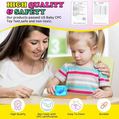 Stress Cube Squishy Fidget Toys Kids Adults - Glow in The Dark Whale Squish Toy Sensory Toys for Kids with Autism Stress Balls for Kids Squeeze Toys for Anxiety Stress Relief Easter Basket Stuffers