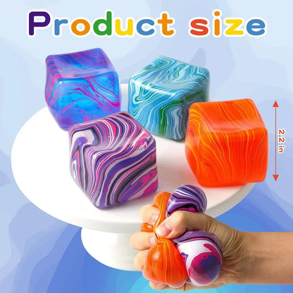 Stress Balls, Squishy Stress Cube for Kids Adults, Squishy Slow Rising Fidget Cube Sensory Toys for Anxiety Stress Relief, High Density Ice Squeeze Ball Cubes for Adults Kids. (Purple)