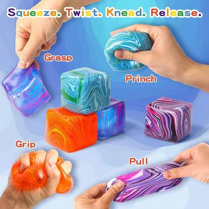 Stress Balls, Squishy Stress Cube for Kids Adults, Squishy Slow Rising Fidget Cube Sensory Toys for Anxiety Stress Relief, High Density Ice Squeeze Ball Cubes for Adults Kids. (Purple)