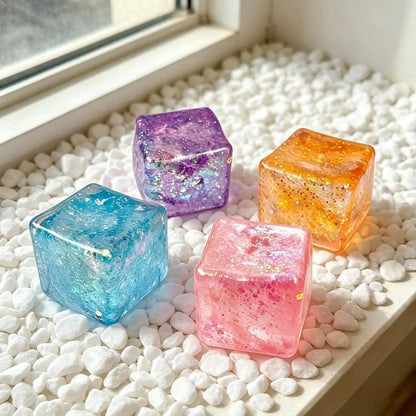 Premium Block Cube Squishy-Squishy Stress Cube,Slow Rise Fidget Cube Squishies Sensory Soft High Density Ice Squeeze Ball Fidget Toy Ice Cube Slow Rise (Pink)