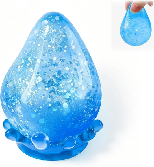 Dreamy Water Drop Slow-Rebound Sensory Stress Ball, Contains Maltose, Suitable for Adults, High-Intensity Flashing Water Droplet Squeezing Toy, Relieves Anxiety, Office Desk Ornament, Blue