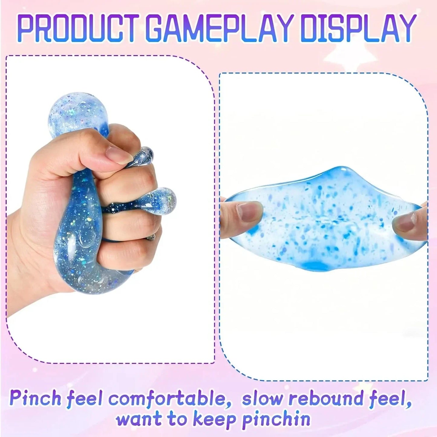 Dreamy Water Drop Slow-Rebound Sensory Stress Ball, Contains Maltose, Suitable for Adults, High-Intensity Flashing Water Droplet Squeezing Toy, Relieves Anxiety, Office Desk Ornament, Blue