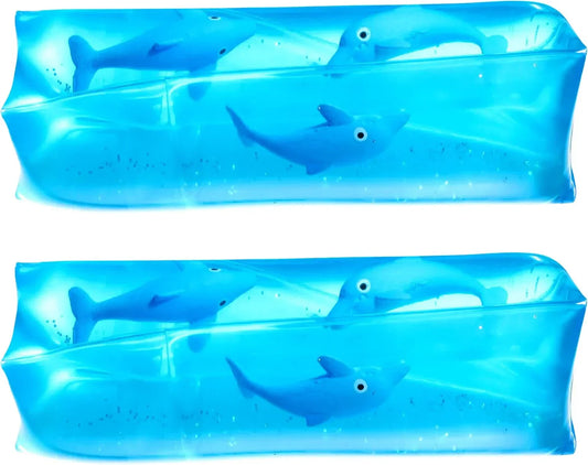 Bedwina Dolphin Water Wiggler Toy - (Pack of 2) 4.75-Inch Water Snake Sensory Fidget Toys & Slippery Water Tube for Birthday Party Favor or Game Prizes for Kids