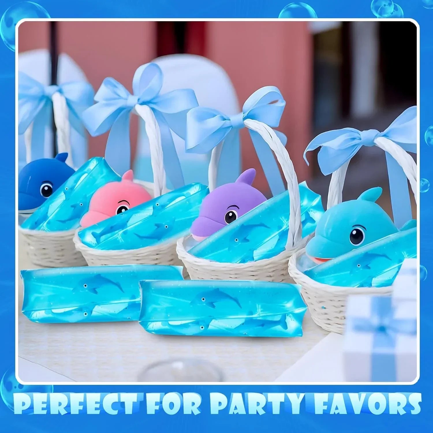 Bedwina Dolphin Water Wiggler Toy - (Pack of 2) 4.75-Inch Water Snake Sensory Fidget Toys & Slippery Water Tube for Birthday Party Favor or Game Prizes for Kids