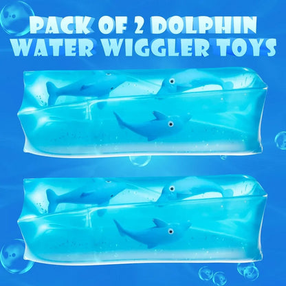 Bedwina Dolphin Water Wiggler Toy - (Pack of 2) 4.75-Inch Water Snake Sensory Fidget Toys & Slippery Water Tube for Birthday Party Favor or Game Prizes for Kids