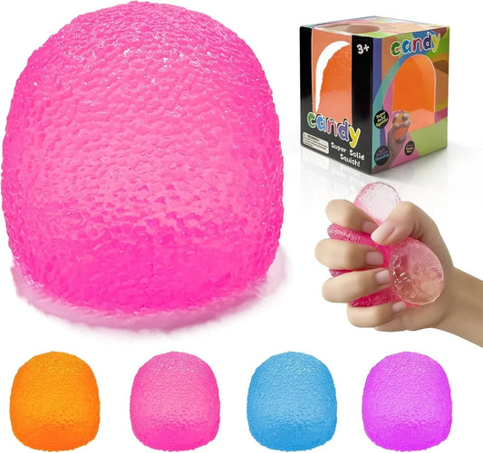 Stress Balls-Gumdrop Squishy Stress for Kids and Adults, Super Solid Squeeze Ball, Sensory for Stress Relief, Birthday, Easter Basket Stuffers and Party Favors(Pink)