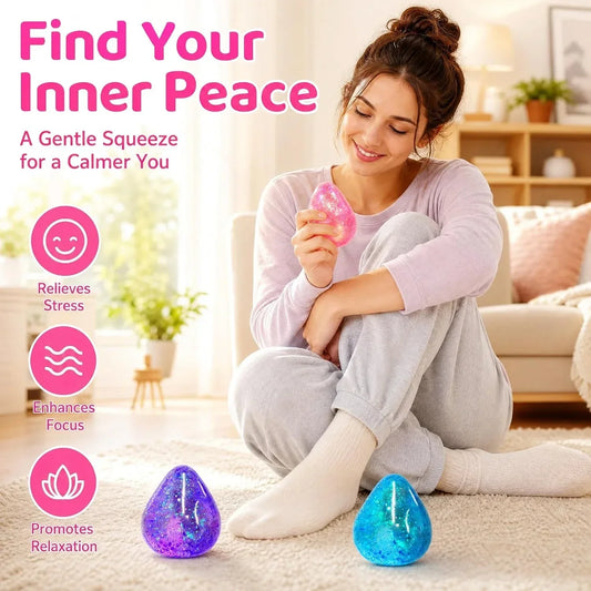 Squishy Drop Stress Balls for Girls & Kids, Glitter Pink Squeeze Stress Sugar Ball, Slow Rising Sugar Squishy Toys, Sensory Fidget Toy for Anxiety Relief, Party Favors and Birthday Gifts