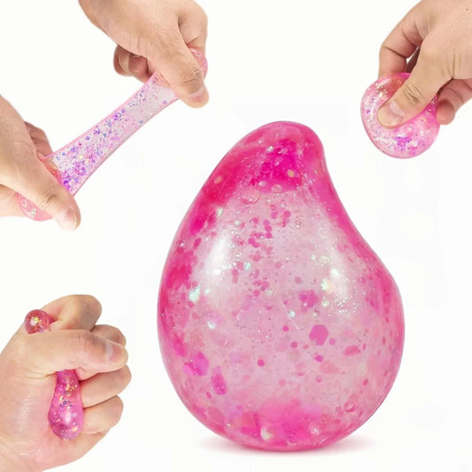 Pink Drop Squishies Sugar Stress Ball, Soft Slow Rise Sugar Fidget Toy, Squishy Squeeze Sensory Stress Ball Fidget Toy for Relaxing, Quiet Classroom Prizes & Easter Basket Stuffers