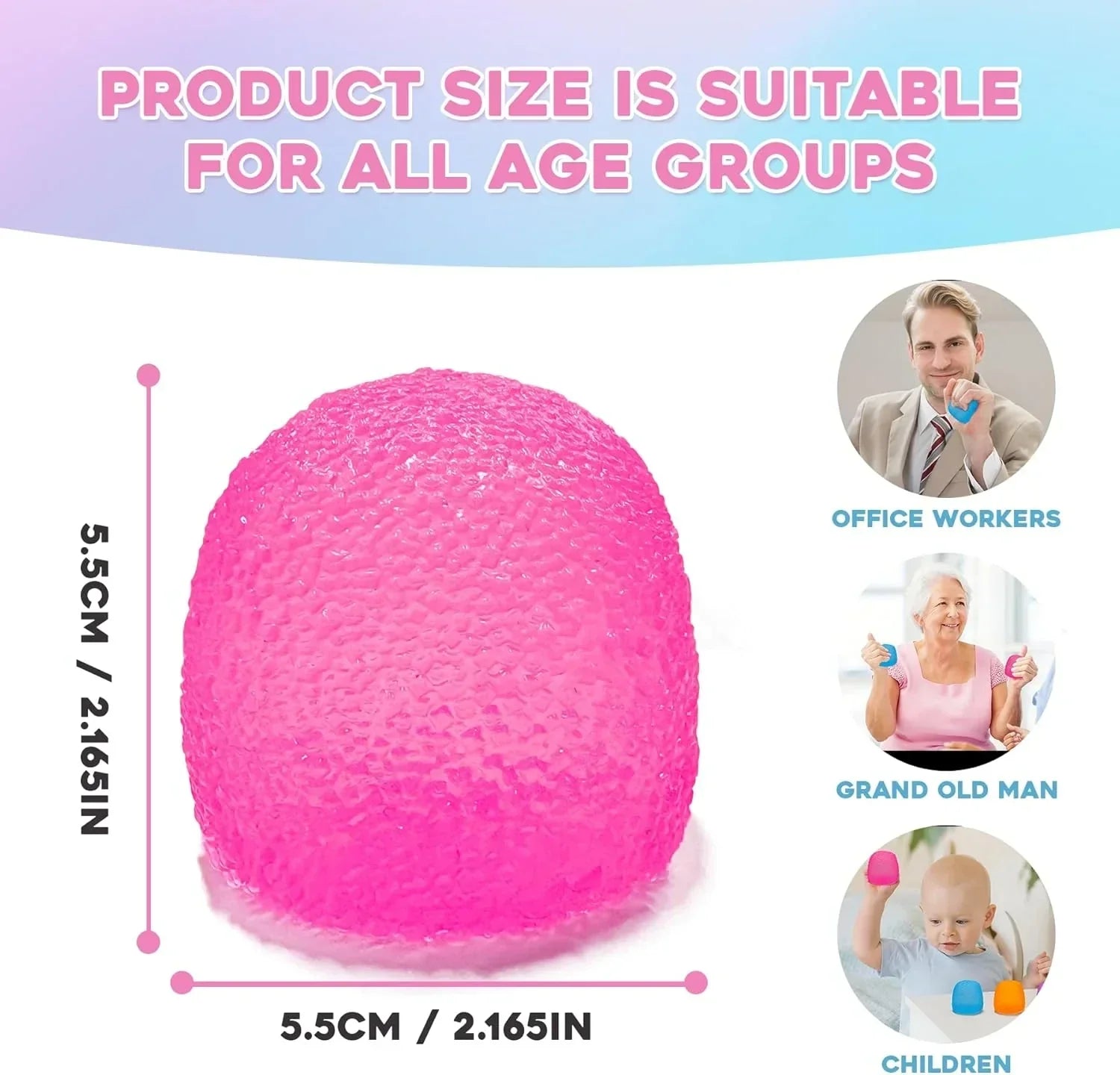 Stress Balls-Gumdrop Squishy Stress for Kids and Adults, Super Solid Squeeze Ball, Sensory for Stress Relief, Birthday, Easter Basket Stuffers and Party Favors(Pink)