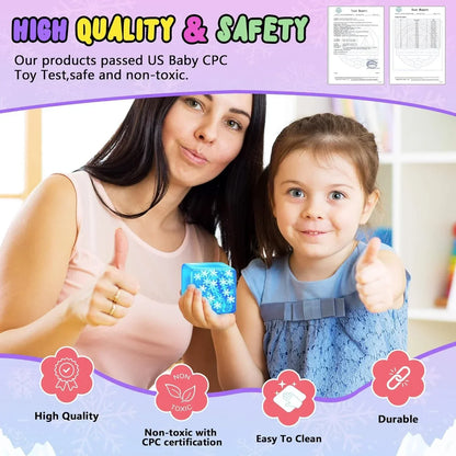 Squishy Fidget Toys Adults Stress Cube - Glow in The Dark Snowflakes Sensory Toys for Kids with Autism Stress Balls for Kids Teens Squeeze Squishy Toys Easter Basket Stuffers