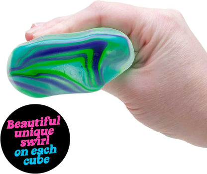 Schylling NeeDoh Nice Cube Swirl - Sensory Toy with a Super Solid Squish - Unique, Swirling Color Blend - Color May Vary (1 Per Pack)