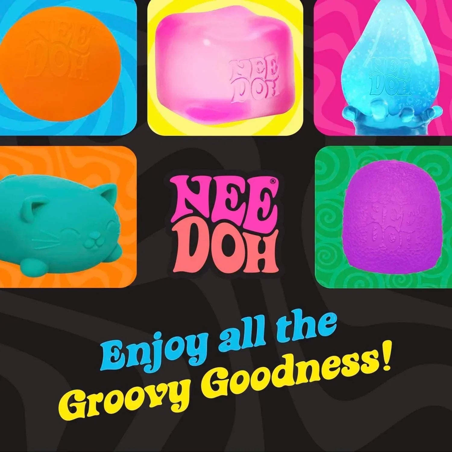 Schylling NeeDoh Nice Cube Swirl - Sensory Toy with a Super Solid Squish - Unique, Swirling Color Blend - Color May Vary (1 Per Pack)