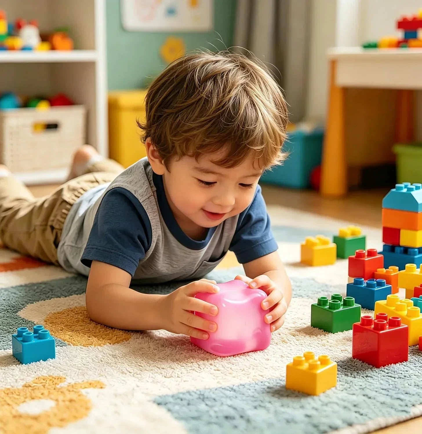 Relief High Density Ice Squeeze Ball, Ice Cube SqueezeToy,Adults Sensory Fidget for Stress Relief,Focus (Pink)