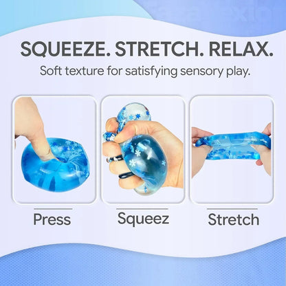 Maltose Squishy Stress Relief Toy, Snowflake Squeeze Ice Cube Fidget, Slow Rising Sensory Stress Ball for Relaxing, Durable TPR Calm Down Toy for Boys Girls Age 3+ (1Pcs, Blue, 1.97inch)