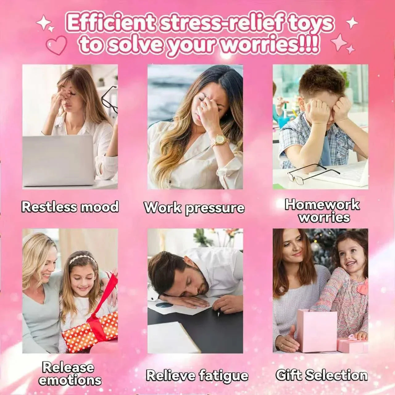 Glitter Dumpling Squishy Mystery Box, Ultra-Soft TPR Slow-Rise Sensory Fidget Toy, Stress Relief for Classroom or Office, Cute Birthday Holiday Gift for Kids Teens & Adults (Mini Pink & Gold)