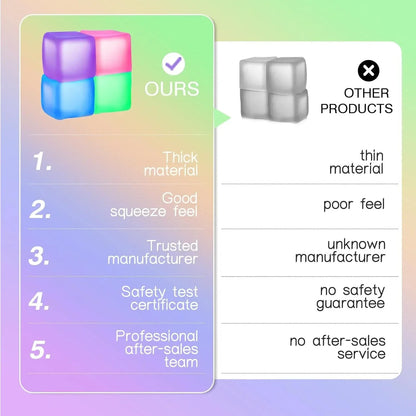 Fidget Toy Stress Cube 4 Pack, Cube Squishies Anxiety Stress Relief with Thick Substance,Fidgets for Classroom,Stress Balls for Adults Kids Children Teens