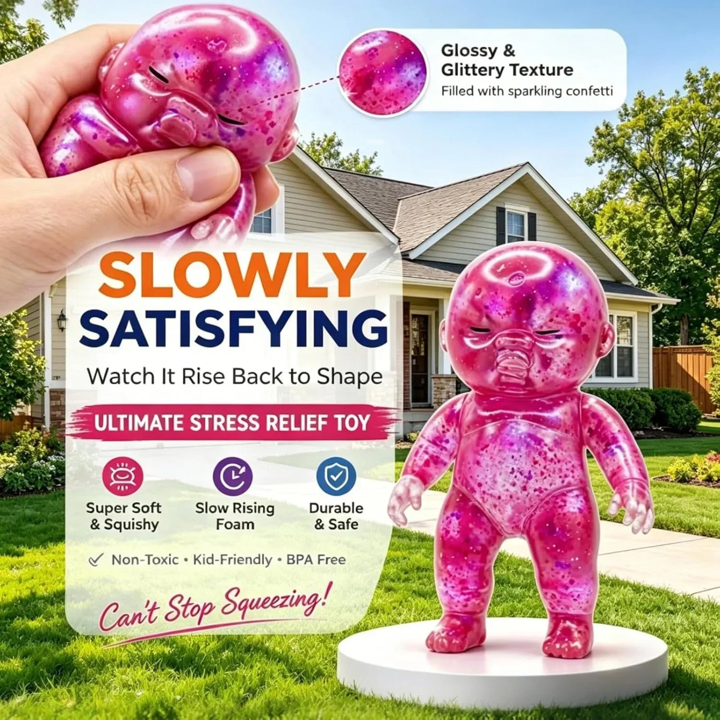 Baby Squishy Toys,Squishy Babies Glittery,Sugar Baby Squishy,Sugar Swaps Squishies Babies Sensory Fidget for Stress Relief,& Teens Adults, Party Favors Gifts