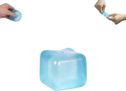 Ice Cube Squishy Toy 3.5cm (1.38") – Gel-Filled Slow Rising Squeeze Cube for Kids Ages 3+ & Adults, Mini Sensory Desk Toy for Classroom Rewards, Party Favors & Everyday Play (blue) - US 3374