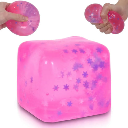 Snowflake Ice Cube Squishy Toy, Big Size 7cm Stress Relief Fidget Toys for Adults, Sensory Squishy Toys for Anxiety Relief and Focus, Soft Slow Rise Squeeze Toy for Stress (Pink) - US 4582