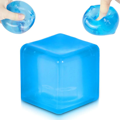Ice Cube Squishy Stress Ball,1.98"*1.98" Medium Squishy Cube Fidget Toy, Ice Cube Pieces Silent Nice Square Shape Anxiety Sensory Squishy Fidget Toy Slow Rise, Classroom Prizes, Calming(Blue) - US 5873