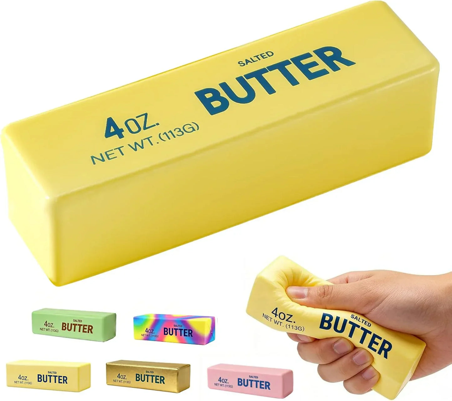 Butter Squishy, Soft Scented Fidget Squishy, Butter Squishy Toy, Cream Scented Butter Squeeze Toy，Slow Rising Butter Stick Stress Relief Toy for Relaxation,Office Desk Decor (Yellow) - US 8435