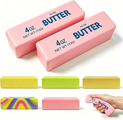 2 Pack Butter Squishy Toys Slow Rising Soft Squeeze Toy Stress Relief Fidget Toys for Kids Party Favors Birthday Gifts Adults Office Desk Toys (Pink) - US 2414