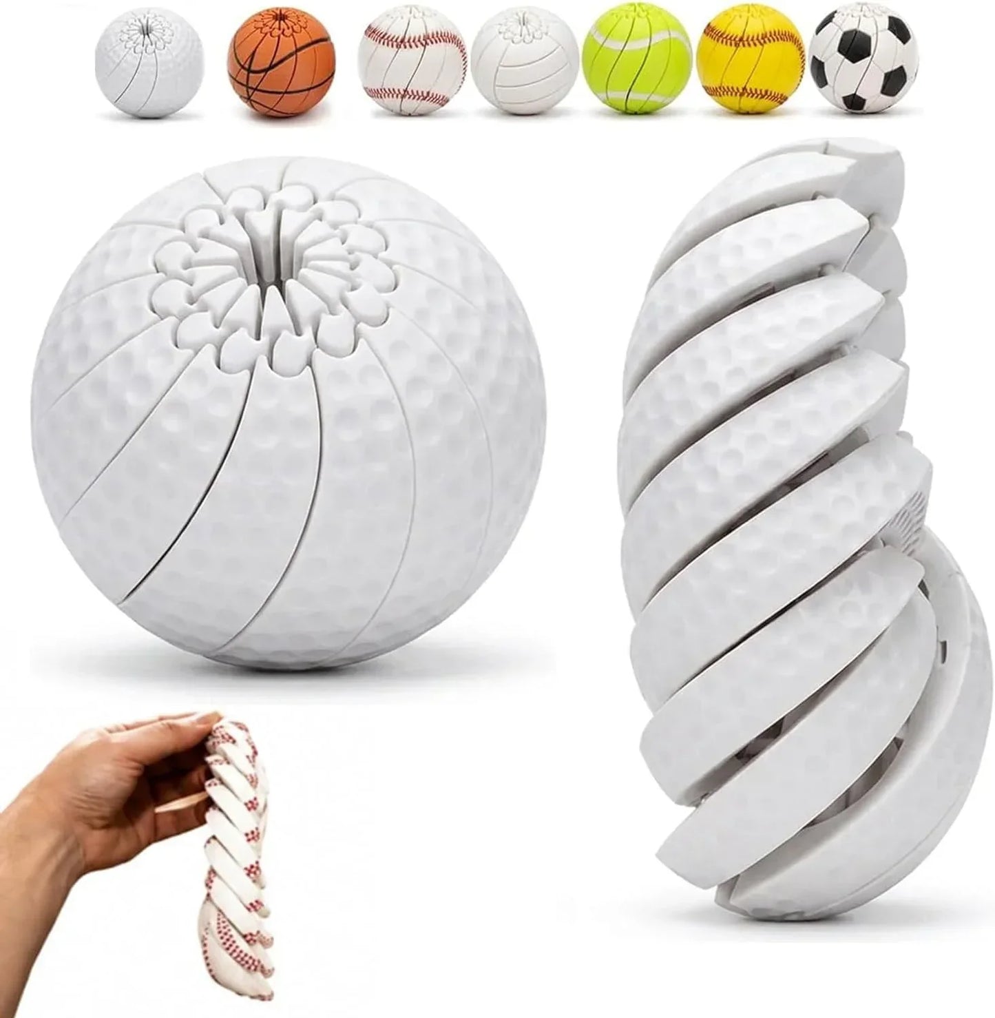 Baseball Fidget Ball Toy,3D Printed Twist and Turn Stress Relief Desk Fidget,Relieve Anxiety Handheld Fidget Sphere,Everyday Tool Focus and Calm for Teens & Adults (Golf) - US 2561