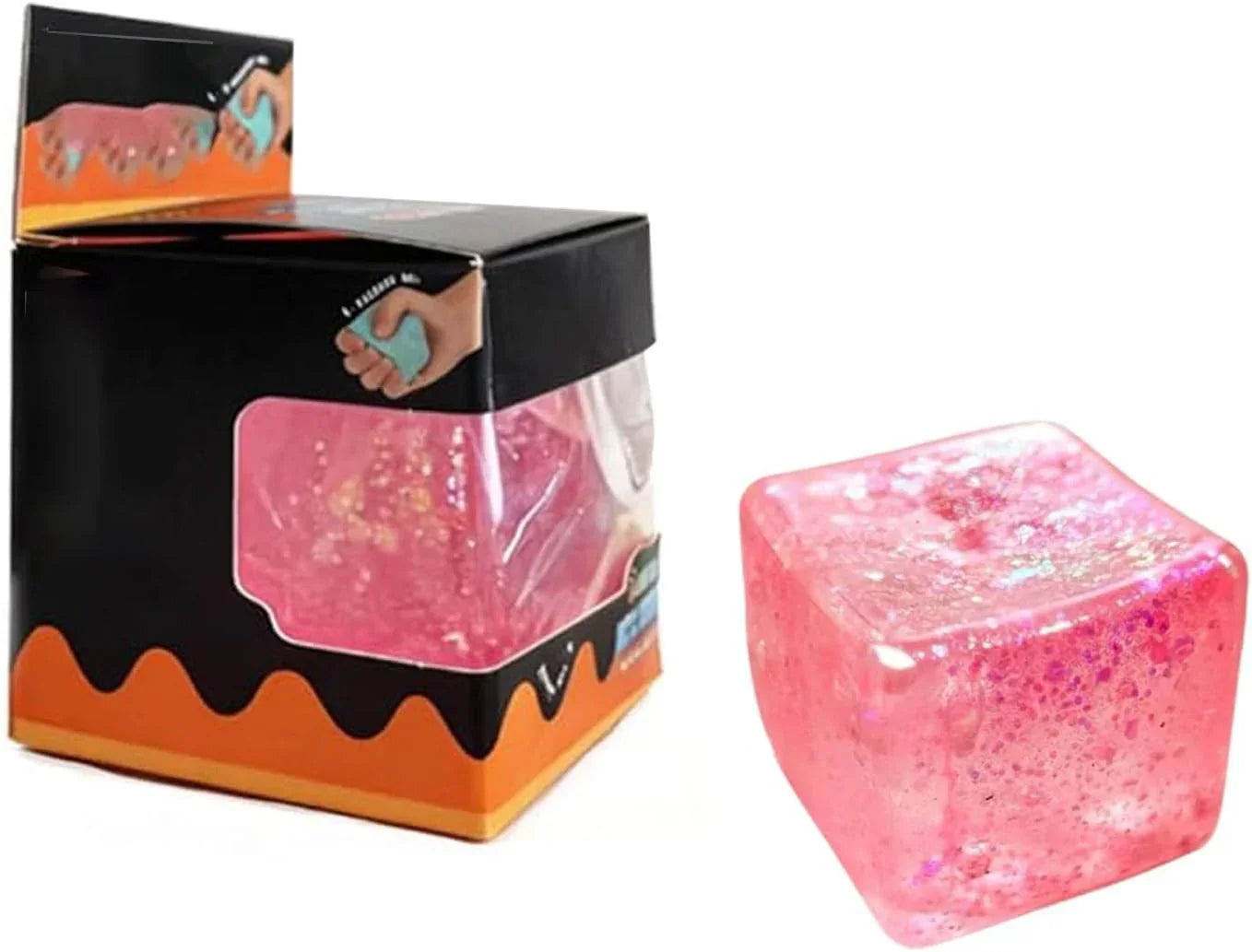 Premium Block Cube Squishy-Squishy Stress Cube,Slow Rise Fidget Cube Squishies Sensory Soft High Density Ice Squeeze Ball Fidget Toy Ice Cube Slow Rise (Pink) - US 8705