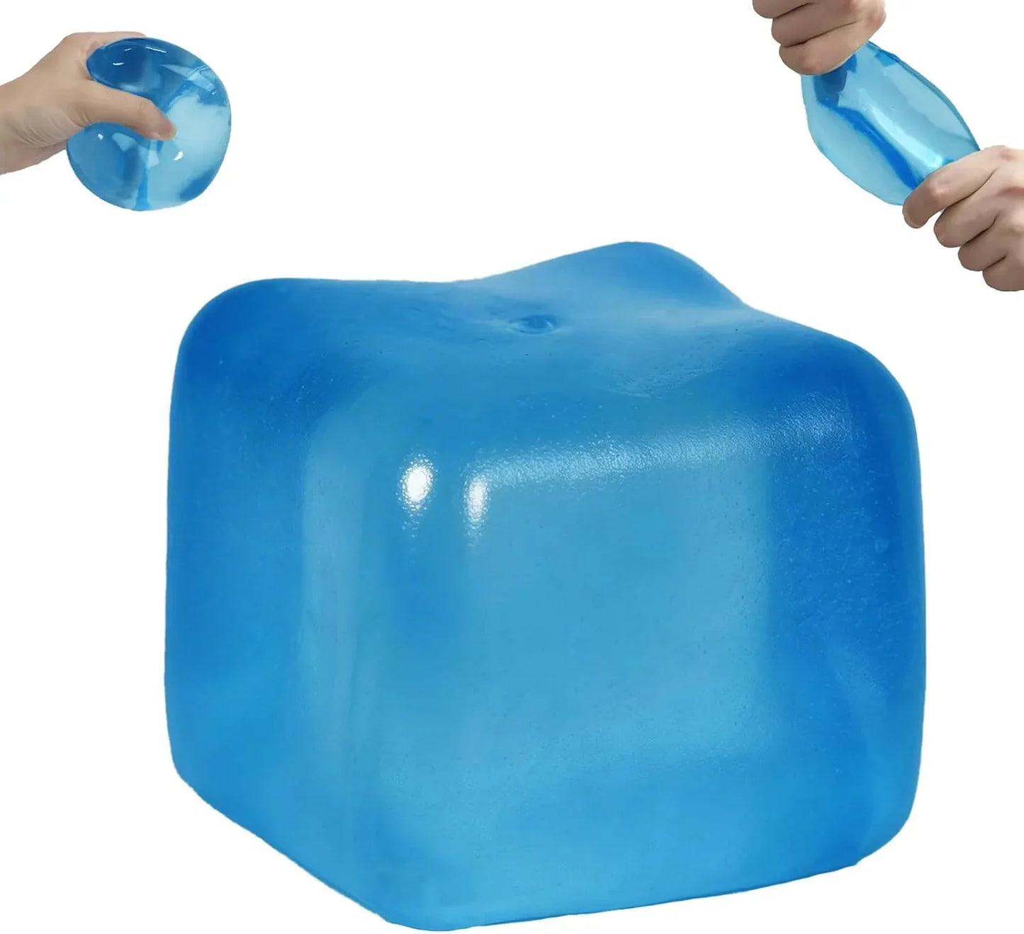 Extra Large Ice Cube Squishy Toy, 7cm (2.75in) Slow Rising Sensory Squeeze Toy for Adults & Kids Ages 3+, Soft TPR Fidget Toy, Durable & Tear-Resistant(Blue) - US 4586